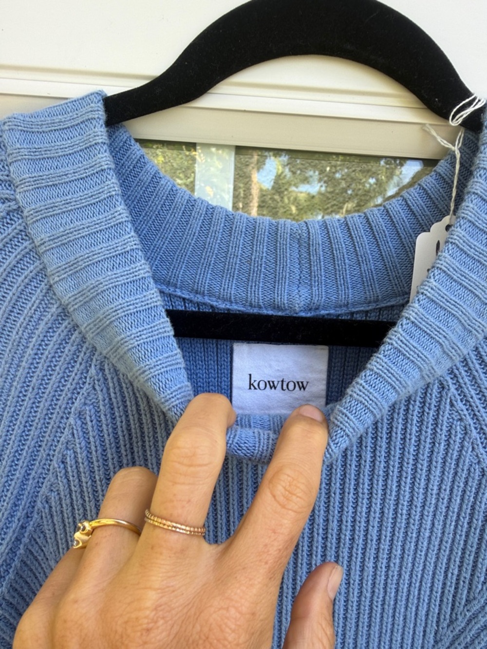 Kowtow Women's Light Blue Ribbed Knit Sweater